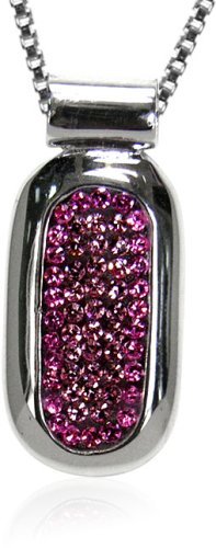 Sterling Silver Pink Cubic Zirconia Pave Pendant, 18