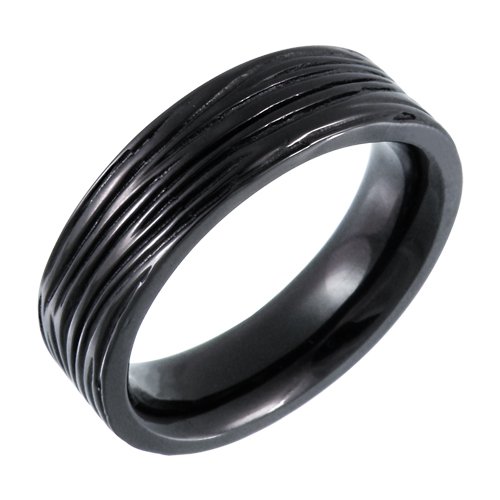 Mens Black Stainless Steel Ring, Size 8