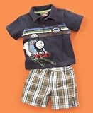 Thomas & Friends Baby Boy Striped Polo and Plaid Short Set