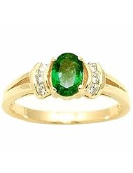 14K Yellow Gold Emerald and Diamond Ring -- LIFETIME WARRANTY