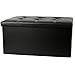 CoZroom Folding Storage Foot Rest Bench Made of Faux Leather -Foldable Large Capacity for Shoes Magazines Toys with Buttons 30x15x15 inch Color Black