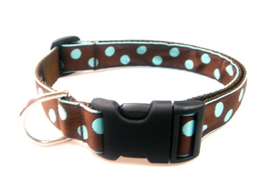 Large Brown/Blue Dot Dog Collar: 1