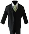 Gino Wedding Formal Boy Black Suit with Green Tie Sizes Baby to Teen