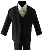 Gino Wedding Formal Boy Black Suit with Green Tie Sizes Baby to Teen