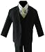 Gino Wedding Formal Boy Black Suit with Green Tie Sizes Baby to Teen