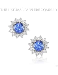 1.58t. Natural Untreated Blue Sapphire Earrings with 24 Dia 0.72ct. Total.