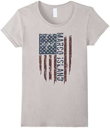 Women's Marco Island Flag Vintage Print Small Silver