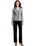 IMAGE OF Lesuit Women's Framed Jacket Pant Suit, Black Multi/Black, 8