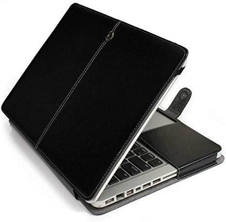 TTTK High grade Premium Quality PU Leather Book Cover Clip On cover Case for (Apple macbook pro 15"with retina display A1398, Black)