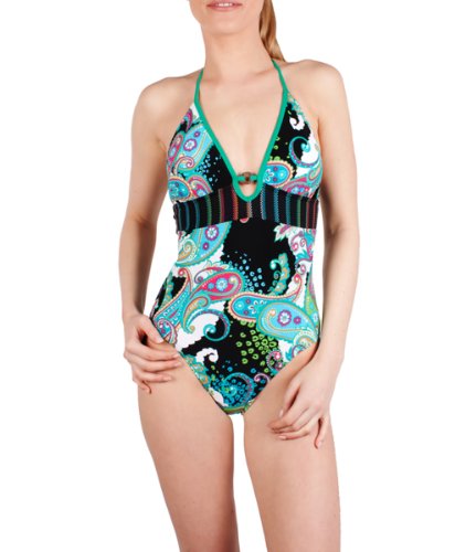Speedo Damen Badeanzug Delhi 1pc., black/paisley Mix, 36, 8070870001