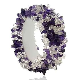 Style Large Chunky Genuine Amethyst Crystal Stone Chip Stretch Bracelet by SilverSpeck.com