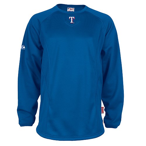 MLB Texas Rangers Adult Long Sleeve Crew Tech Fleece Pllovr (Pro Royal/Pro Royal, Medium)
