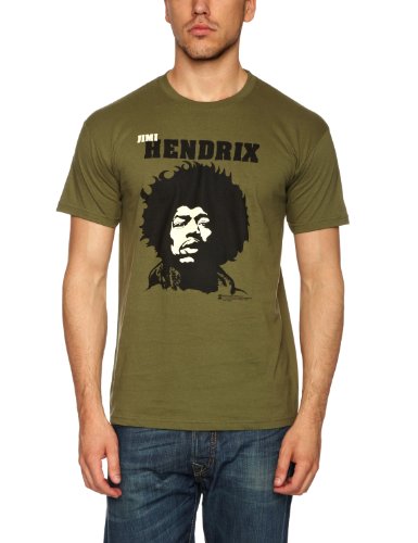 Jimi Hendrix Close Up Oficial Mens New Green T Shirt