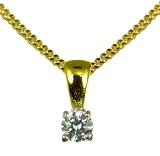 9ct Yellow Gold Ladies' 15pts Solitaire 4 Claw Diamond Pendant 46cm Curb