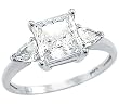 Solid 14k White Gold Ladies Princess Cut CZ Cubic Zirconia Engagement Ring 2.0 ct