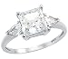 Solid 14k White Gold Ladies Princess Cut CZ Cubic Zirconia Engagement Ring 2.0 ct