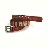 Ed Hardy - Ed Hardy Skin Applique Red Canvas & Leather Men's Belt