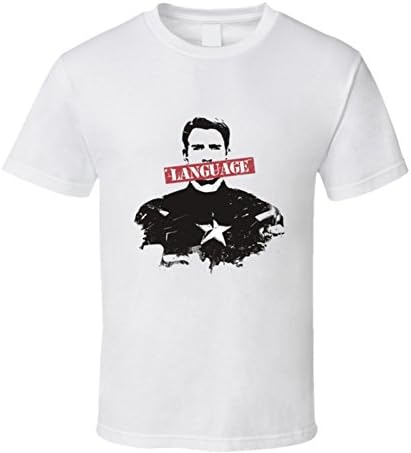 PartyHardTees Captain America Watch Your Language Funny T Shirt L White