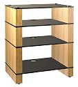 Blok STAX 400 Four Shelf Oak Hifi Rack Hi-fi Stand TV AV Unit  [Black Glass]