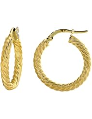 14k Yellow Gold Italian Fancy Twisted 15 mm Hoop Earrings