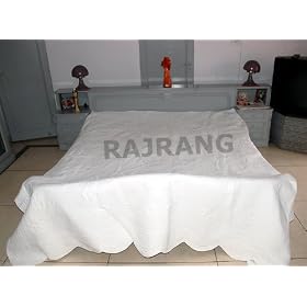 New Designer Rajrang White Color Handmade King Size Cotton Quilt Bedspread India