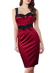 Polka Dot Print  Polyester/Spandex Spaghetti Strap Bridesmaid Dress  With a Bow(s)