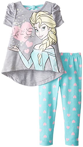 Disney Little Girls' Disney Frozen Elsa Legging Set, Gray, 4T