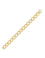 14K Yellow Gold Oval Link Bracelet with Honeycomb Texture