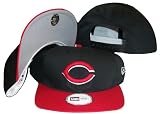 Cincinnati Reds Black/Red Two Tone Low Profile Snapback Adjustable Plastic Snap Back Hat / Cap - Size Low Profile Adult OSFA - (Sz. 6 7/8 - 7 5/8)