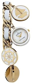 AK Anne Klein #10/9384CHRM Women's White Enamel Accented Nautical Charm Bracelet Watch