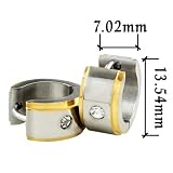 Golden Side April Birthstone Stainless Steel Mens Hoop Earrings