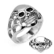316L Surgical Stainless Steel Skull w/Side Flames Ring