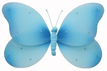 5" Blue Sequined Butterfly nylon hanging ceiling wall baby nursery room wedding decor