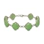 Sterling Silver Green Jade Cushion Shape Linked Bracelet 7.5"