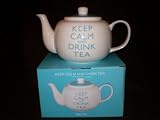 from LESSER Keep Calm and Drink Tea - Teapot (White & Blue) Model LP98861