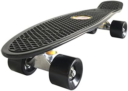 Retro Skateboard Cruiser EE Skateboard Complete Deck 22/27 Mini Plastic (Black/Black, 22")
