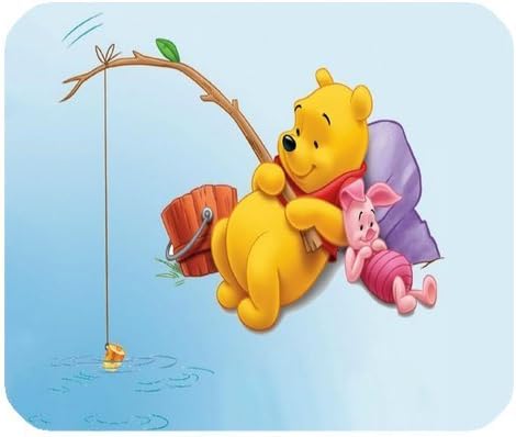 Cartoon Winnie The Pooh Durable Standard Rectangle Black Mouse Pad Mat