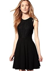 Lace Stretchy Chiffon/Wool Sleeveless  Dress