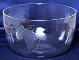 Individually Hand Etched Grapes Large Glass Salad Bowl 4.5"H 8"D