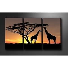 Bild auf Leinwand Afrika 160 x 90 cm 3 Teile Modell-Nr. XXL 1034 Bilder fertig gerahmt�auf echtem Holzrahmen riesig. Ausf�hrung Kunstdruck als Wandbild auf Rahmen. G�nstiger als �lbild Gem�lde Poster Plakat.