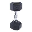 Cap Barbell Rubber Coated Hex Dumbbell with Contoured Chrome Handle (25-Pound)