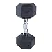 Cap Barbell Rubber Coated Hex Dumbbell with Contoured Chrome Handle (25-Pound)