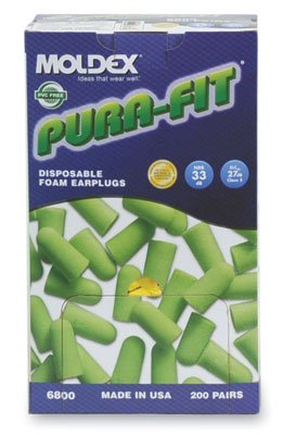Moldex Pura-Fit Foam Earplugs, Uncorded, 200 Pairs per Dispenser, Lime Green, 33 dB NRR