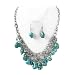 Silver and Turquoise Stone Necklace and Earrings Set Fashion Jewelry