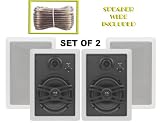 Yamaha Custom Easy-to-install In-Wall Flush Mount 3-Way 150 watts Natural Sound Speaker Set (Pair of 2) with a 1 Swivel Titanium Dome Tweeter, 1-5/8 Swivel Aluminum Dome Midrange Driver & 6.5 Kevlar Cone Woofer + 50 feet of Oxygen-Free Copper Speaker Wire
