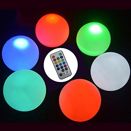 PLED Set Of 6 Mood Light Garden Deco Balls (Light Up Orbs),Floating Pool Lights,Party ball lights For Swimming Pool,Garden and Party Decor ,With Two 5-Packs Of Spare Replacement Batteries