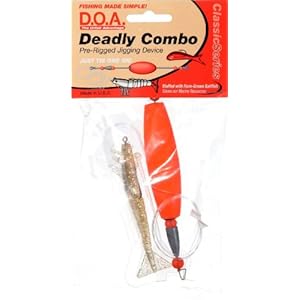 DOA Deadly Pre-Rigged Shrimp Combo - Clear w/gold glitter Shrimp