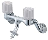 三栄水栓 【洗濯機用混合栓】 ツーバルブ洗濯機用混合栓 オートストッパー付きニップル(長さ34mm) K1101TV-LH
