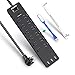 Flat Plug Power Strip Surge Protector, 3 USB Ports 12 Outlets Strip, 6