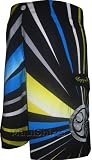 Mens Boardshorts - HIC Kosmos Hawaiian Island Creations Flat Pocket 8-Way Octo Super Stretch Polyester Spandex Surf Shorts